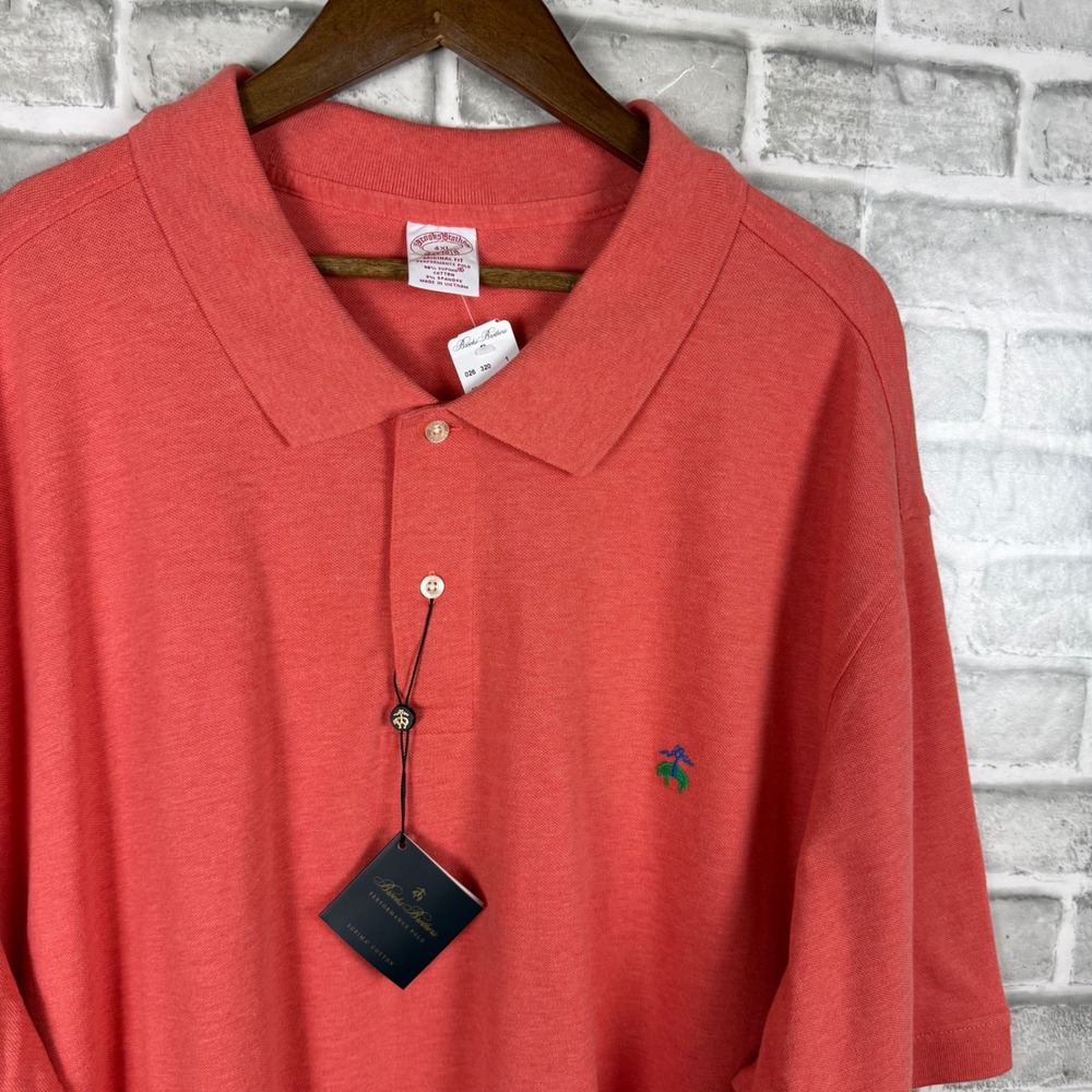 Brooks Brothers Mens 4XL Performance Polo Shirt Coral Supima Cotton Original Fit